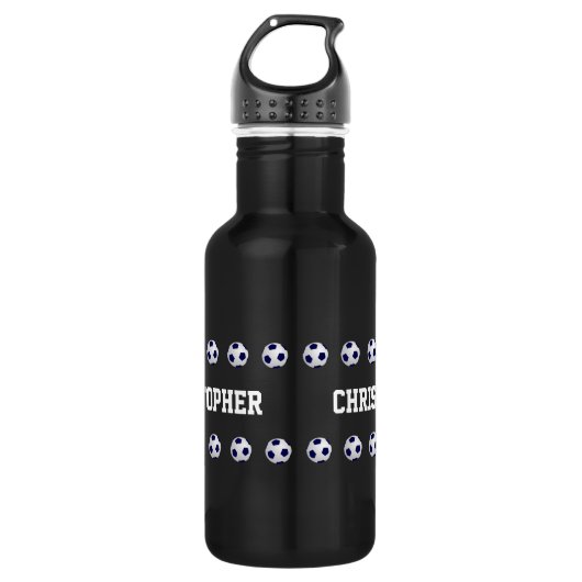 Wasser-Flasche, personalisiert, Fußball, schwarz Trinkflasche (Vorderseite)