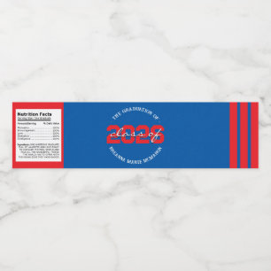 Wasser-Flaschen-Etiketten für Red & Blue Abschluss Wasserflaschenetikett