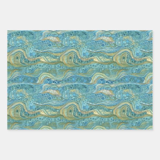 Wasser fließt, Wellen, Unterwasser, Flüsse Geschenkpapier Set (Vorderseite 3)