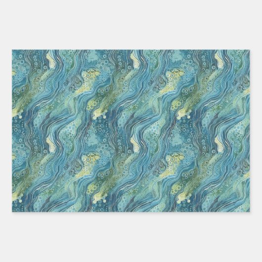 Wasser fließt, Wellen, Unterwasser, Flüsse Geschenkpapier Set (Vorderseite 2)