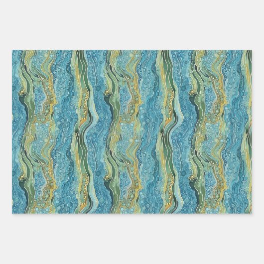 Wasser fließt, Wellen, Unterwasser, Flüsse Geschenkpapier Set (Vorderseite)
