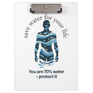 Wasser für dein Leben sparen Klemmbrett