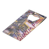 Wasser-Geborenes Mystery Meat. Geldkarten Flaschenöffner (Rückseite Schrägansicht)