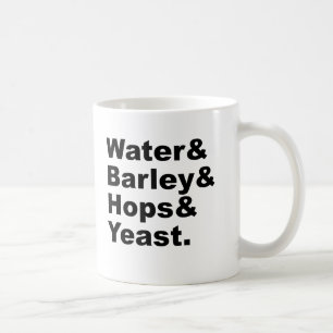 Wasser & Gerste & Hopfen & Hefe   Bierzutaten Kaffeetasse