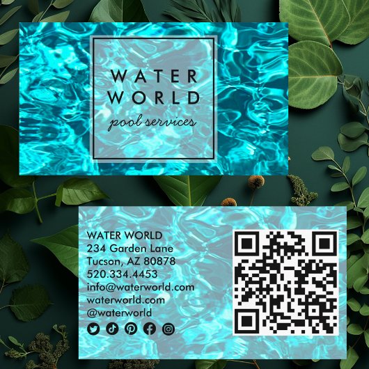 Wasser Glitzern Schwimmbad Service Foto QR Code Visitenkarte