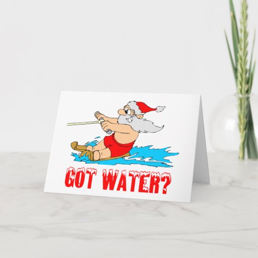 Wasser got? (Ski Santa) Feiertagskarte (Vorderseite)