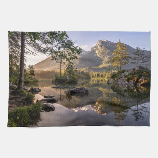 Wasser | Hintersee Berchtesgaden Deutschland Geschirrtuch (Horizontal)