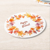 Wasser im Herbst: Personalisierte Hochzeitsslittsc Runder Pappuntersetzer (Angewinkelt)