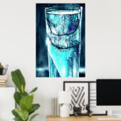 Wasser in kaputtem Glas | AI Art Poster (Heimbüro)