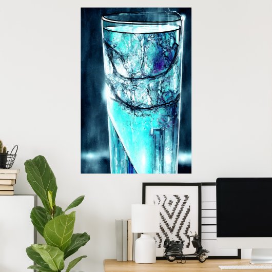 Wasser in kaputtem Glas | AI Art Poster (Heimbüro)