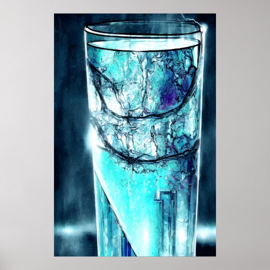 Wasser in kaputtem Glas | AI Art Poster (Vorne)