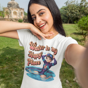 Wasser ist mein glücklicher Ort Frau, die nassen A T-Shirt