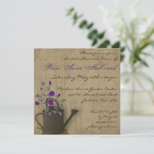 Wasser kann Blumendusche einladen Einladung (Stehend Vorderseite)