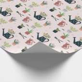 Wasser kann Pflanze Katzen Niedliches Gartenmuster Geschenkpapier (Ecke)
