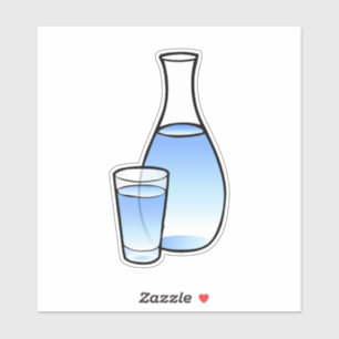 Wasser Karaffe mit einem Glas Wasser Aufkleber