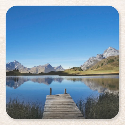 Wasser | Lai da Vons Schweiz Rechteckiger Pappuntersetzer (Vorderseite)