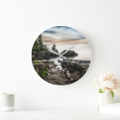 Wasser | Lake Superior Grand Marais, Minnesota Große Wanduhr (Zuhause)