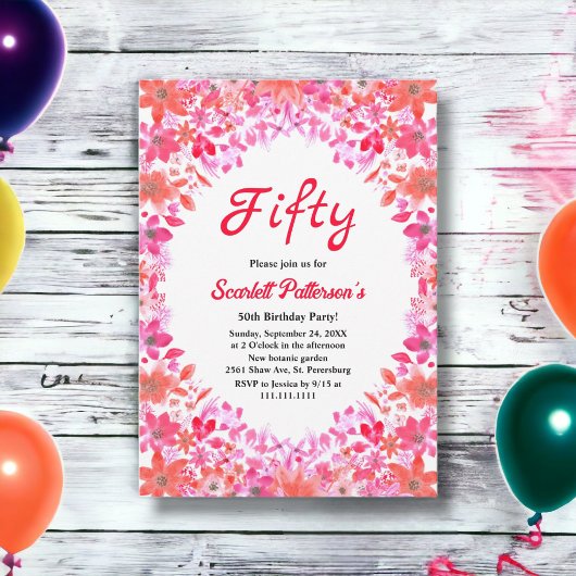 Wasser Land Sommer Flora 50. Geburtstag Einladung