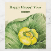 Wasser Lilie gelbe Wasserfarbe Weinetikett (Einzelnes Label)