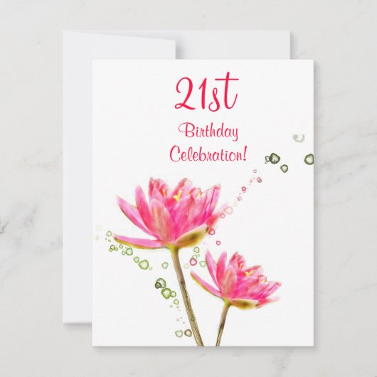 Wasser-Lilien-21. Geburtstags-Party Einladung (Vorderseite)