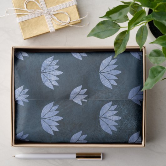 Wasser Lilien auf dunkelblauer Decoupage Seidenpapier (Geschenk)