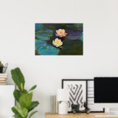 Wasser Lilien Botanische Malerei Poster (Heimbüro)