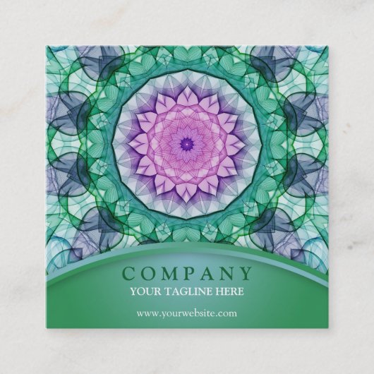 Wasser-Lilien-Mandala Quadratische Visitenkarte (Vorderseite)
