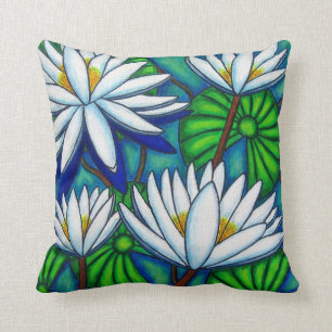 Wasser-Lilien-Polyester-Wurfs-Kissen 16" x 16" Kissen