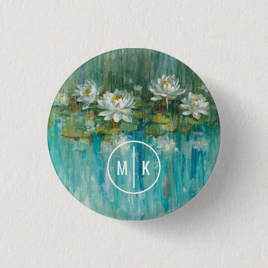 Wasser-Lilien-Teich des Monogramm-| Button (Vorderseite)