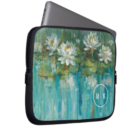 Wasser-Lilien-Teich des Monogramm-| Laptopschutzhülle (Vorne Rechts)