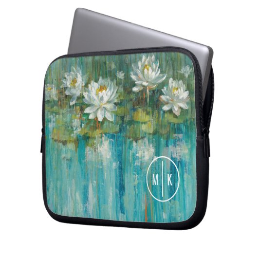 Wasser-Lilien-Teich des Monogramm-| Laptopschutzhülle (Vorderseite Links)