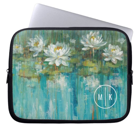 Wasser-Lilien-Teich des Monogramm-| Laptopschutzhülle (Vorderseite)