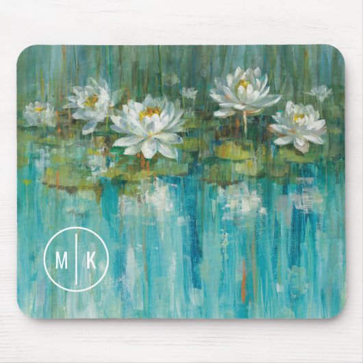 Wasser-Lilien-Teich des Monogramm-| Mousepad (Vorne)