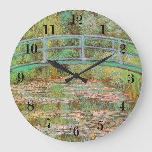Wasser-Lilien und japanische Brücke Monet schöne Große Wanduhr