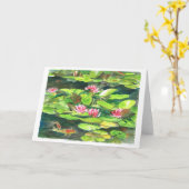 Wasser-Lilien und Koi Fische Karte (Gelbe Blume)