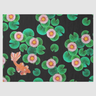 Wasser-Lilien und Koi-Fischteppich Seidenpapier
