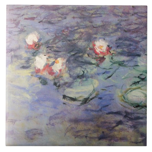 WASSER LILILIES IN PINK BLAUE POND VON Claude Mone Fliese (Vorderseite)