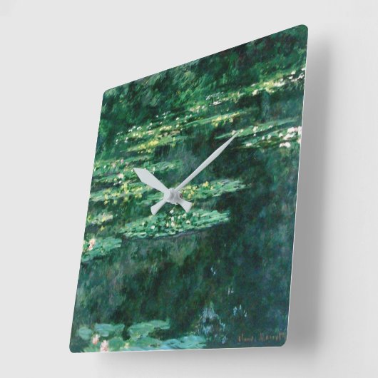 WASSER LILILIT IN GRÜNEN POND VON Claude Monet Quadratische Wanduhr (Winkel)
