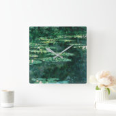 WASSER LILILIT IN GRÜNEN POND VON Claude Monet Quadratische Wanduhr (Zuhause)