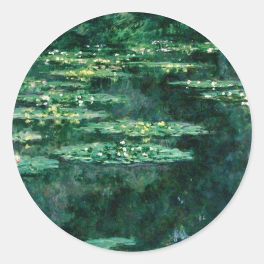 WASSER LILILIT IN GRÜNEN POND VON Claude Monet Runder Aufkleber (Vorderseite)