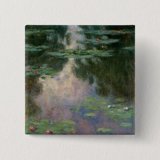 WASSER LILILIT IN PINK GREEN POND VON Claude Monet Button (Vorderseite)