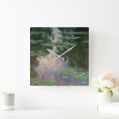 WASSER LILILIT IN PINK GREEN POND VON Claude Monet Quadratische Wanduhr (Zuhause)