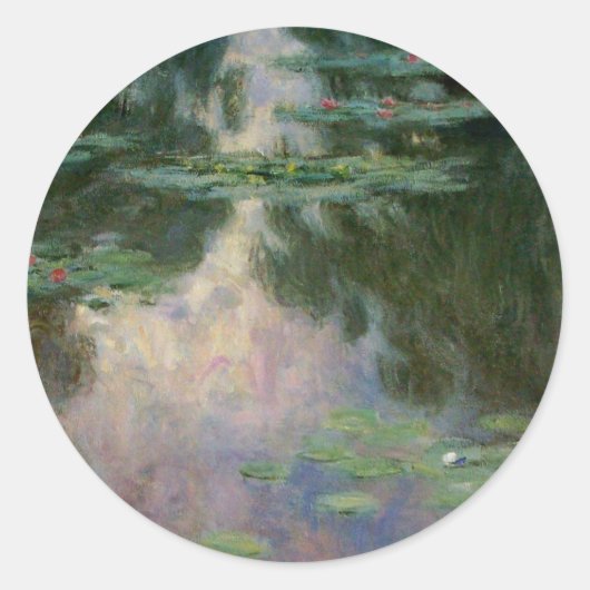 WASSER LILILIT IN PINK GREEN POND VON Claude Monet Runder Aufkleber (Vorderseite)