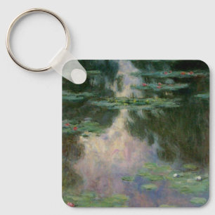 WASSER LILILIT IN PINK GREEN POND VON Claude Monet Schlüsselanhänger