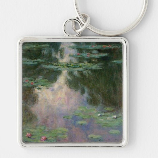 WASSER LILILIT IN PINK GREEN POND VON Claude Monet Schlüsselanhänger (Vorne)