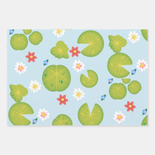 Wasser Lilypad Floral Pond Geschenkpapier Set