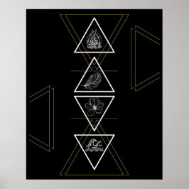 Wasser-Luft-Feuer vier Elemente-Poster Poster