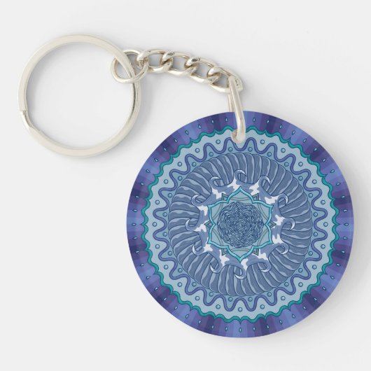 Wasser Mandala Acrylischer Schlüsselanhänger (Vorderseite)