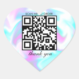 Wasser-Marmor-Danke-QR-Code-Boutique-Geschäft Herz-Aufkleber