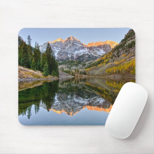 Wasser | Maroon Bells Lake Aspen Trees Mousepad (Mit Mouse)